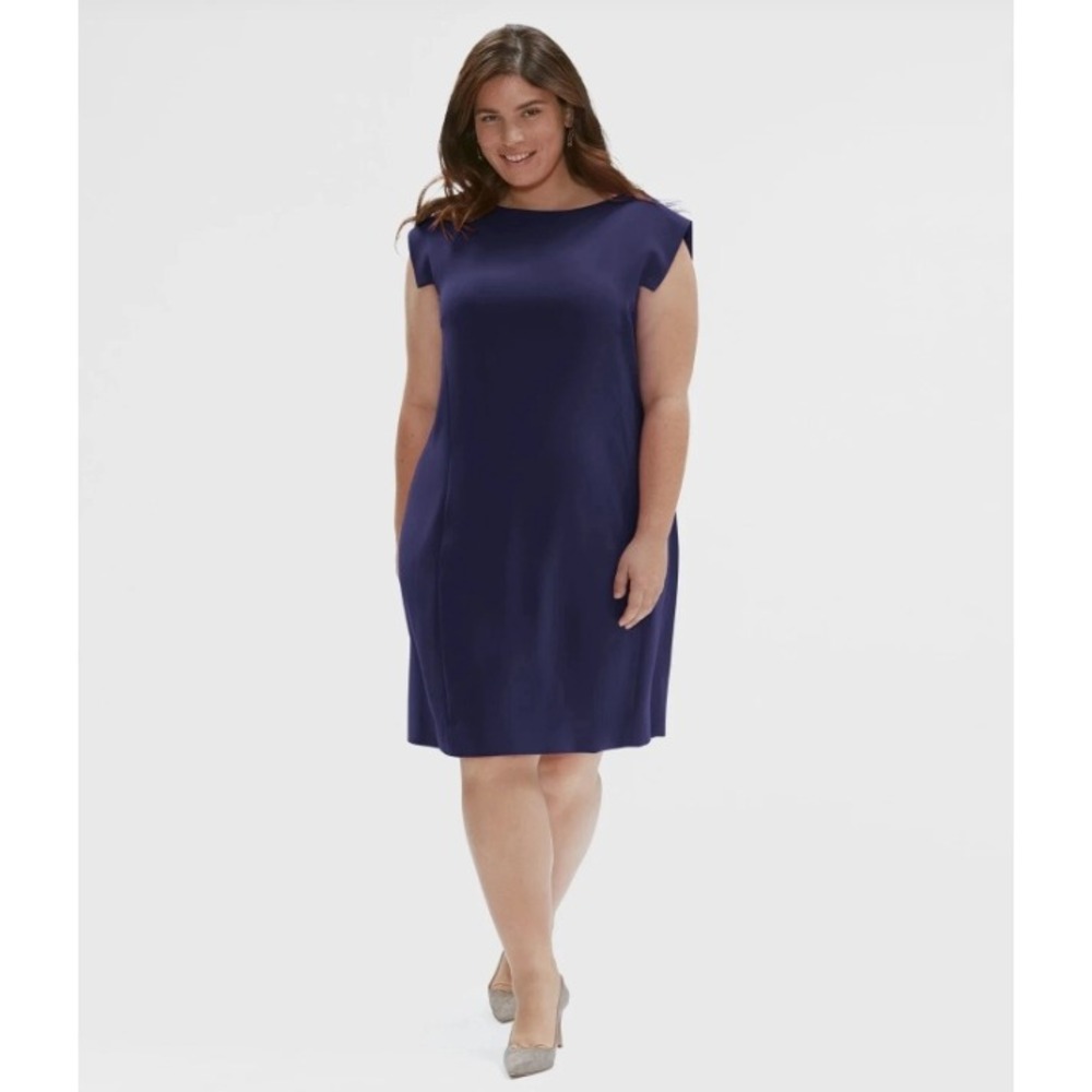 M.M. LaFleur Sarah Dress Women's 14 Blue Short Sleeve Sheath Career